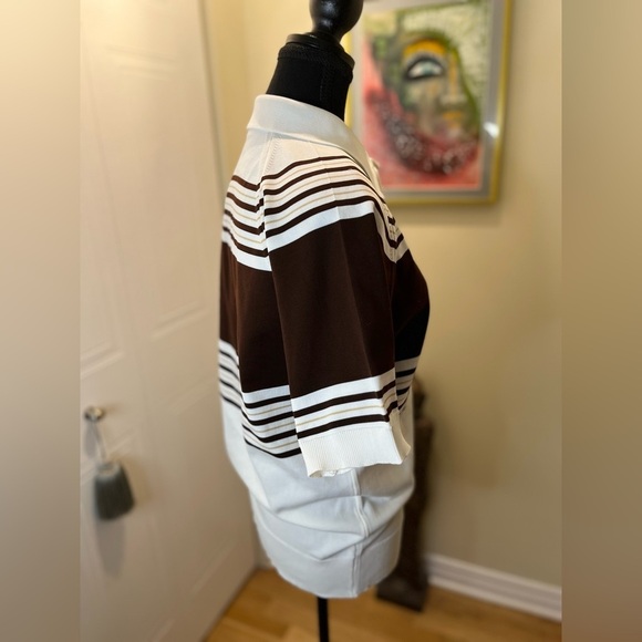 Vintage 70’s Golf  Shirt 👕,buttoned, brown/white/tan stripe, short sleeve. - Picture 4 of 6